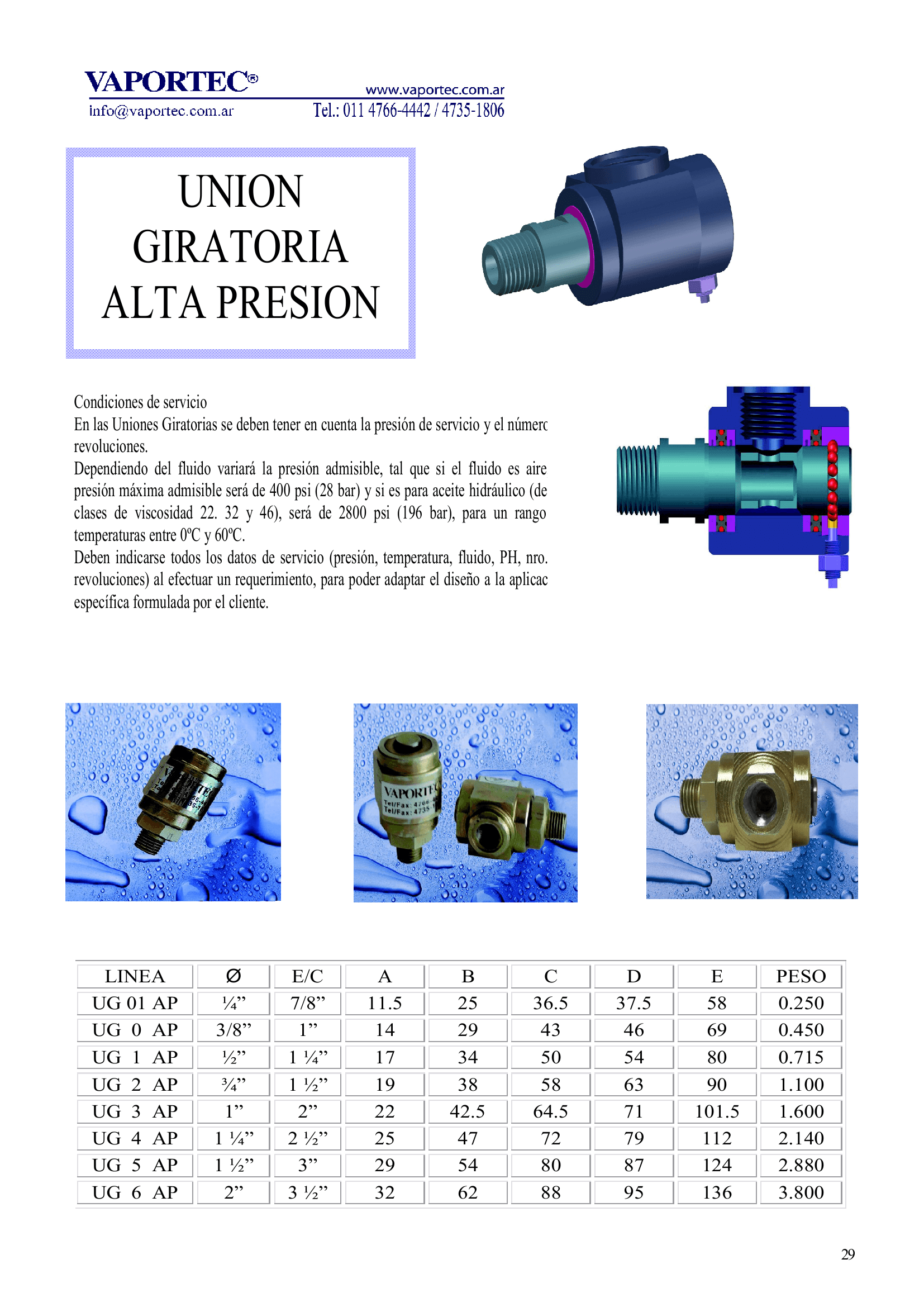 UNIÓN GIRATORIA ALTA PRESIÓN